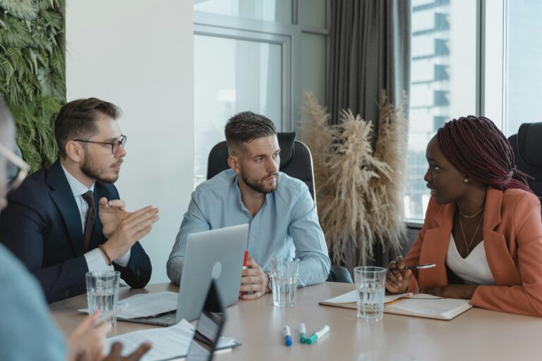 High-performing team collaborating in a development workshop